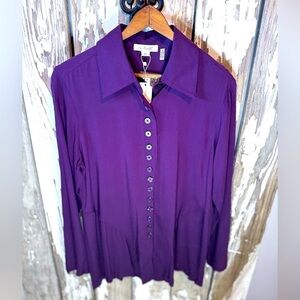 Simply Noelle Purple Button Up size S/M NWT